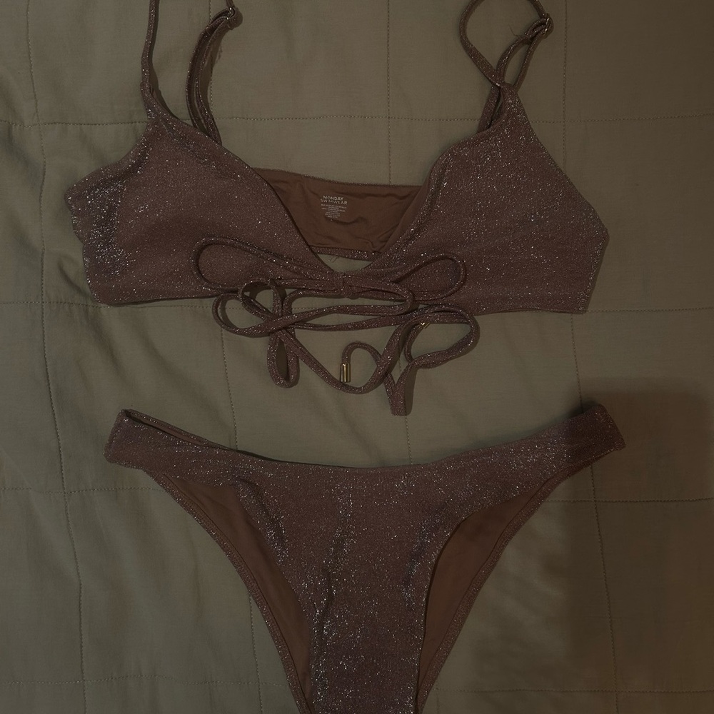 Monday Swimwear Sparkle Dusty Lavender Bikini Set